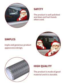 1pc Car Sticker, Right Side Christmas Santa Claus Car Decal - Red and White - View 3