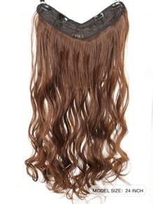 大波浪黑色24英寸長合成纖維v形接發日常佩戴 - Light Brown - 查看 2