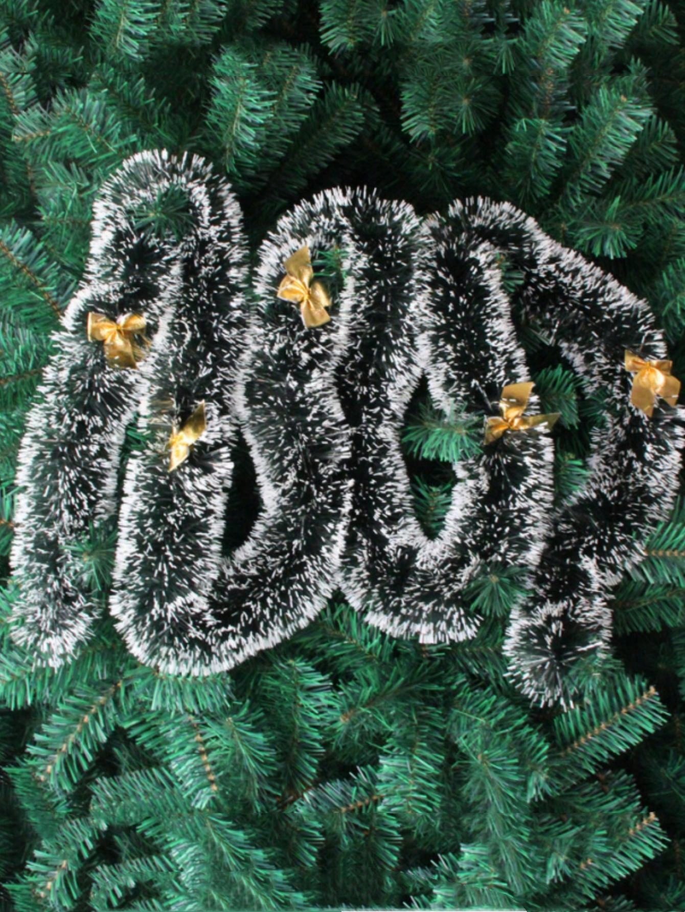 1pc 2m Long Green & White Edge Snowflake Felt Garland For Christmas