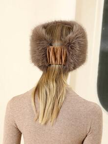 LEAJOURNO. 1頂女式時尚經典歐美風格,甜美可愛,防風保暖,加厚毛皮帽子,頸部保護 - 咖啡棕 - 查看 6