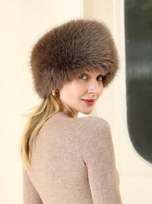 LEAJOURNO. 1頂女式時尚經典歐美風格,甜美可愛,防風保暖,加厚毛皮帽子,頸部保護 - 咖啡棕 - 查看 1