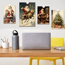 10入組/包復古聖誕卡牆面拼貼套件,塗鴉海報卡片郵件美學油畫和少女少年和學生宿舍的照片-完美的墻藝術桌面裝飾攝影道具 - 彩色 - 查看 4