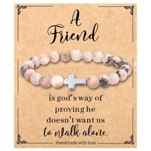 1 件基督教礼物，适合女性，十字架串珠手链，天主教珠宝，母亲节生日圣诞节礼物，适合女性，母女，姐妹，女友，奶奶，妻子 - 粉色 - 查看 6