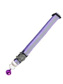 1只淺紫色反光寵物貓頭安全扣可拆式鈴鐺項圈,適用於貓狗 - 淡紫色 - 查看 3