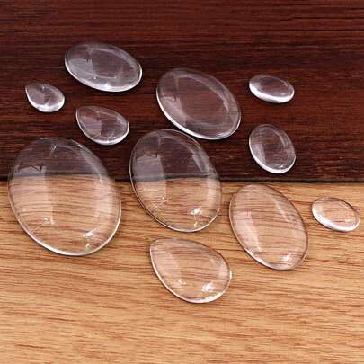Clear Oval/Drop Shape Flat Back Glass Cabochon Transparent Domes for Blank Bezel Trays  Bracelet DIY Jewelry Making Accessories