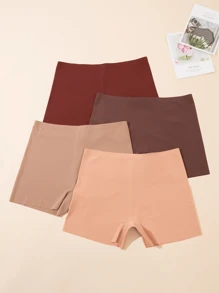 4pcs Seamless Boyshort Panties, Soft & Comfortable Low Waist Panties