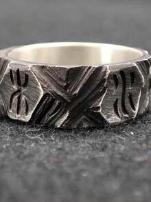 Classic Handmade Crossed Geometric Hip-Hop Personalized Jewelry Ring For Men - Silver - View 3