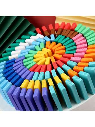 120 piezas Dominó de madera colorido, bloques de construcción entrelazados para la educación temprana y desarrollo de la inteligencia de los niños, útiles escolares, suministros escolares