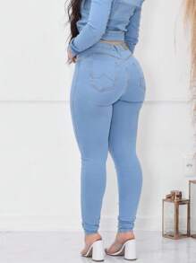 Women Jeans - 淺色水洗藍 - 查看 2