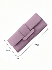 Women's Wallet Women's Long Style Trifold Flip Cover Korean Version Fresh And Simple Student Change Pocke,Valentine's Day Gift - Mauve Purple - View 3