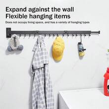 Clothes Drying Rack,Laundry Drying Rack Wall Mount, Space Saver Clothes Rack,Retractable,Collapsible(Tri-Fold), for Balcony,Laundry,Bathroom - Black - View 5