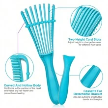 2pcs Styling Combs For Wet/dry/long & Thick Curly Hair - Blue - View 5