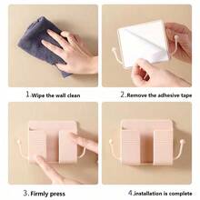 1pc Pp Material Wall-mounted Mobile Phone Stand Multifunctional Storage Holder, Random Color (yellow/blue/green/pink/white) - Multicolor - View 5