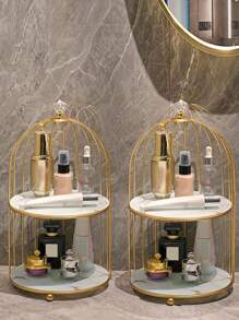 White Birdcage Craft Organizer Rack,For Holiday Beach, Bathroom Collection, Bedroom Collection, Large Capacity - White - View 2