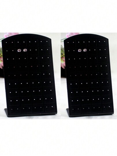 2 Estantes Para Tarjetas De Exhibición De Pendientes En Blanco Y Negro Con 72 Agujeros