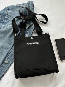 Mini Tote Bag Women Small Satchel Bag Handbag Canvas Crossbody Purse Stylish Tote Handbag For Women Fashion Crossbody Bag - Black - View 4