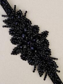 1 chiếc băng đô co giãn đính đá lấp lánh thủ công dành cho nữ, kiểu dáng lấp lánh, thích hợp trang trí tiệc, phụ kiện tóc thời trang cho ngày Valentine, phụ kiện tóc cưới. - màu đen - Xem 3