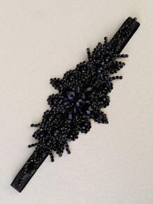 1 chiếc băng đô co giãn đính đá lấp lánh thủ công dành cho nữ, kiểu dáng lấp lánh, thích hợp trang trí tiệc, phụ kiện tóc thời trang cho ngày Valentine, phụ kiện tóc cưới. - màu đen - Xem 2