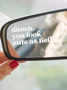 1 件汽車後視鏡裝飾趣味文字貼紙 - 白色 - 查看 1