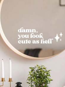 1 件汽車後視鏡裝飾趣味文字貼紙 - 白色 - 查看 2