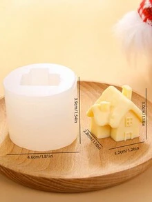 1入組新創意房屋形狀香薰蠟燭矽膠模具，冬季DIY蠟燭製作家居裝飾模具 - 白色 - 查看 3