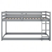 Nestfair Twin over Twin Floor Bunk Bed with Ladder