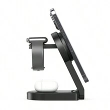 2023 New 15w 3-in-1 Magnetic Wireless Charging Station Compatible With Iphone 14/13/12 Pro Max & Apple Watch, Foldable & Fast Charger - Black - View 3