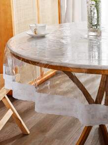 Transparent pvc tablecloth lace round waterproof oil drain easy to clean 1 pc - White - View 4