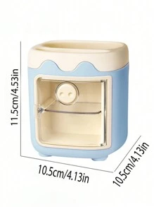 1 件可爱创意多隔层小猪铅笔盒，猪鼻子办公用品收纳盒，抽屉文具整理盒，附赠随机贴纸、铅笔袋、书包