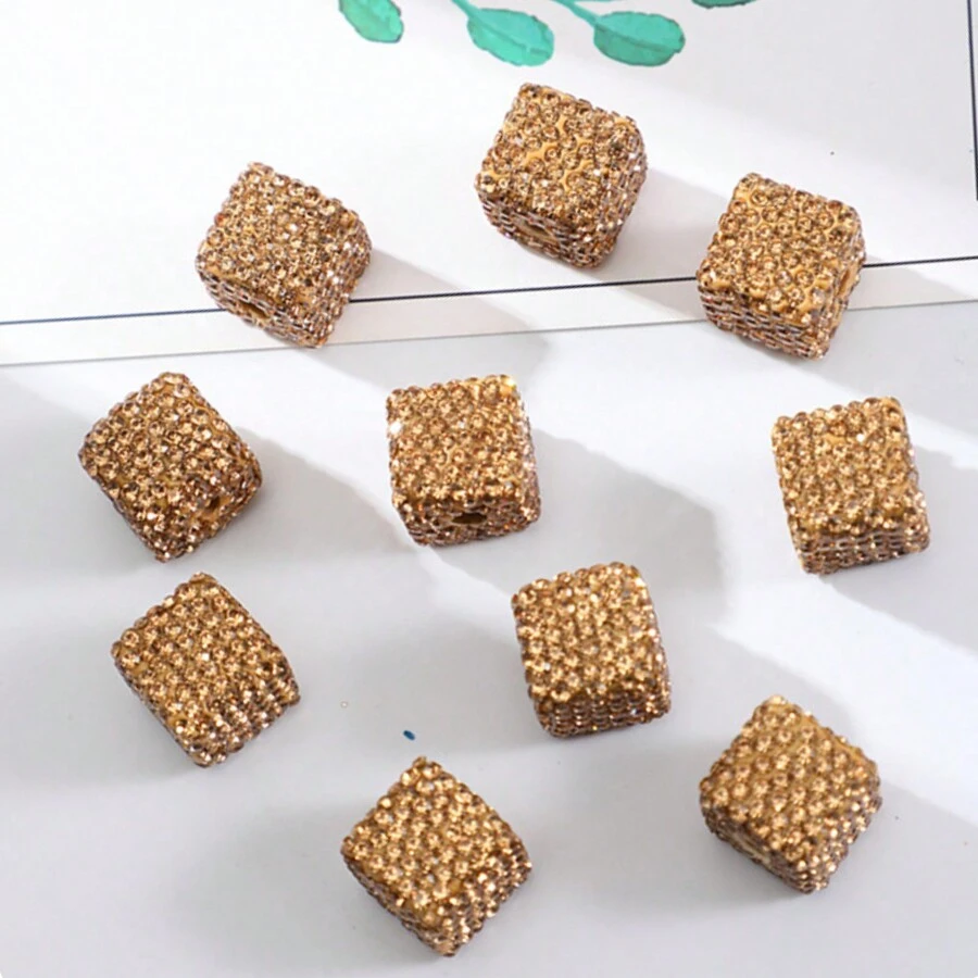 5 顆/套 14 毫米幾何陶瓷方珠,適合 Diy 珠寶製作 - 黃色 - 查看 1
