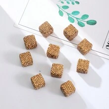 5 顆/套 14 毫米幾何陶瓷方珠,適合 Diy 珠寶製作 - 黃色 - 查看 2