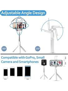1入組迷你4合1伸縮無線遙控自拍棒三腳架，360°旋轉自拍棒，可拆卸遠程拍攝手機通用自拍棒手機支架相機用品，抗震防抖自拍棒，手機直播三腳架，伸縮手持穩定通用型號，兼容iPhone / Samsung GoPro小相機IOS和Android / 生日 / 情人節禮物 / 復活節 / 男友和女友，在戶外露營和旅行中隨時記錄美麗時刻，非常適合夏天戶外、旅行、郊游、假期、海灘等（不含電池，按鈕電池型號：CR1632） - 白色 - 查看 4