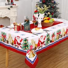 Christmas Tablecloth, Christmas Table Cloths Rectangle/Round, Outdoor Dining Table Cover Xmas  Table Decorations Indoor For Kitchen Dining Room - 聖誕禮物 - 查看 1