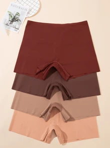 4pcs Seamless Boyshort Panties, Soft & Comfortable Low Waist Panties