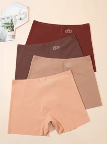 4pcs Seamless Boyshort Panties, Soft & Comfortable Low Waist Panties