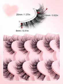 Asiteo 7 对透明带仿貂皮睫毛自然外观纤细假睫毛蓬松浓密长睫毛条状睫毛、睫毛、睫毛、假睫毛 - 黑色 - 查看 7