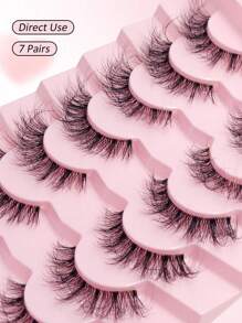 Asiteo 7 对透明带仿貂皮睫毛自然外观纤细假睫毛蓬松浓密长睫毛条状睫毛、睫毛、睫毛、假睫毛 - 黑色 - 查看 4