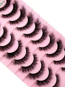 10pairs 3d Faux Mink Eyelashes, Natural Thick Dramatic Fluffy Long False Eyelashes Extension - 黑色 - 查看 3