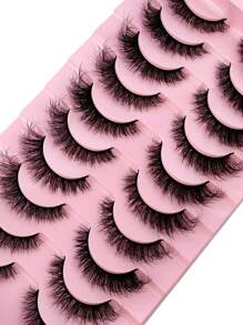 10pairs 3d Faux Mink Eyelashes, Natural Thick Dramatic Fluffy Long False Eyelashes Extension - 黑色 - 查看 2