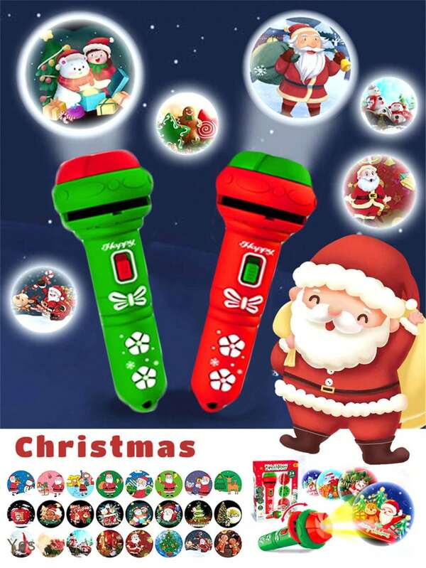 Christmas Gifts Color Random 24 Images Projection Flashlight Toy