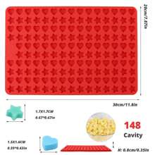 1入組148個心形和星形巧克力糖果模具托盤,適用於diy零食,例如狗零食、糖果、軟糖、餅乾、巧克力和其他可愛零食,由矽膠製成