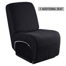 Stretch Recliner Sofa Covers, Reclining Couch Covers With Pockets, Jacquard Reclining Sofa Covers Soft Washable Furniture Protector With Elastic Bottom - 黑色 - 查看 3