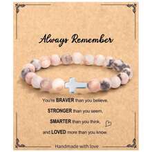 1 件基督教礼物，适合女性，十字架串珠手链，天主教珠宝，母亲节生日圣诞节礼物，适合女性，母女，姐妹，女友，奶奶，妻子 - 粉色 - 查看 17