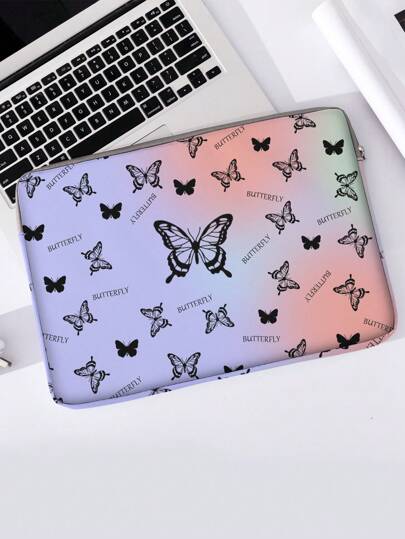 满印蝴蝶和色块图案笔记本电脑包 教室笔记本电脑包 教室包 教师储物袋 教室收纳袋 返校用品 学校用品 平板电脑用品 返校用品 笔记本电脑保护套 笔记本电脑包和保护套 学校必需品