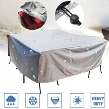Multi-size Furniture Cover, Waterproof & Dustproof Sofa Cover For Outdoor Use, Suitable For Rattan Chair, 210d Material - Silver - View 2