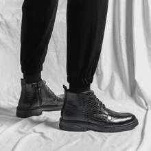 Chaussures À Brogues en PU À Bout Pointu Pour Homme, Bottines De Style Britannique, Chaussures Formelles Et Professionnelles, Chaussures Décontractées Respirantes Et Mocassins Antidérapants - Noir - Voir 5