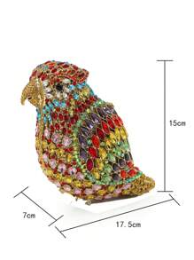 FOLO Mini Multicolor Rhinestone Decor Parrot Shape Evening Bag,Luxury Diamond Clutch Purses,Cute Brid Design Crystal Metal Handbags For Halloween Party&Prom - Multicolor - View 3