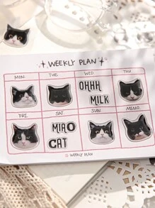 3 件/套可愛卡通貓貼紙用於裝飾手機、電腦等。 - 彩色 - 查看 4