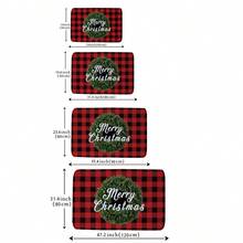 1件装红黑格子圣诞花环门垫，圣诞祝福地毯，圣诞装饰，现代加厚吸水防滑门垫，小地毯，圣诞迎宾垫，无异味加厚吸水防滑垫，户外门垫，圣诞礼物，装饰地毯，鞋底刮泥垫，泡沫垫，防尘防污前门垫，迎宾地毯 - 彩色 - 查看 4