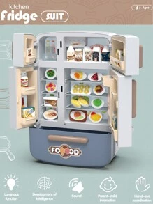 1 Set Casa De Juguete + Juego De Cocina + Máquina Expendedora De Nevera Multifunción + Luz Roja Crabapple Y Efectos De Sonido + Juguetes Simulados - Multicolor - Ver 1